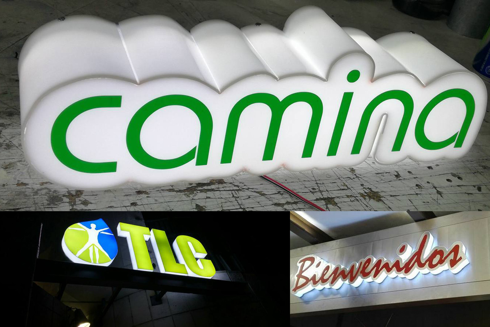 Letras 3D en Acrílico, Aluminio y Acero con Luz Led